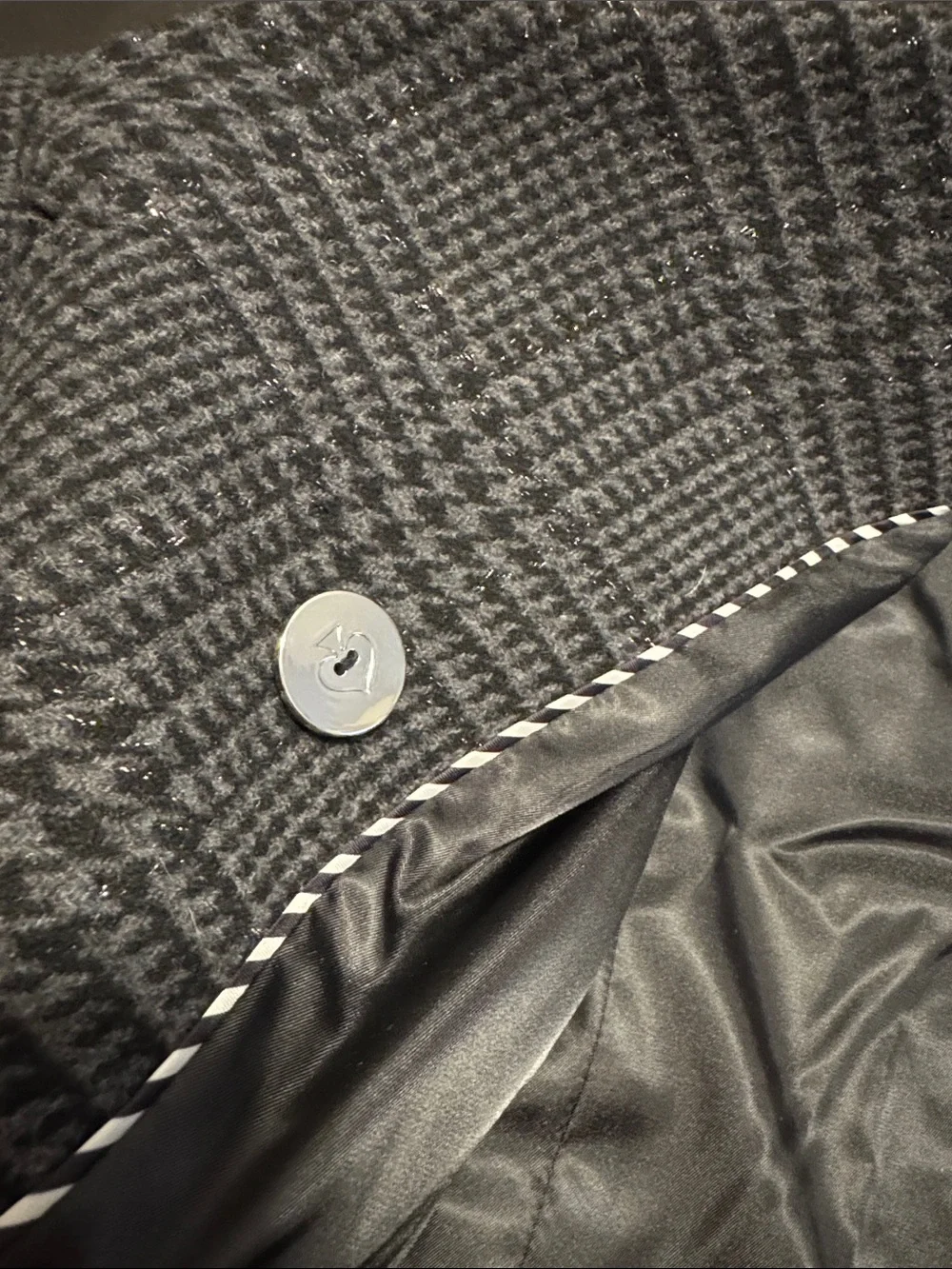 kate spade Gray & Black Plaid Double-Breasted Peacoat